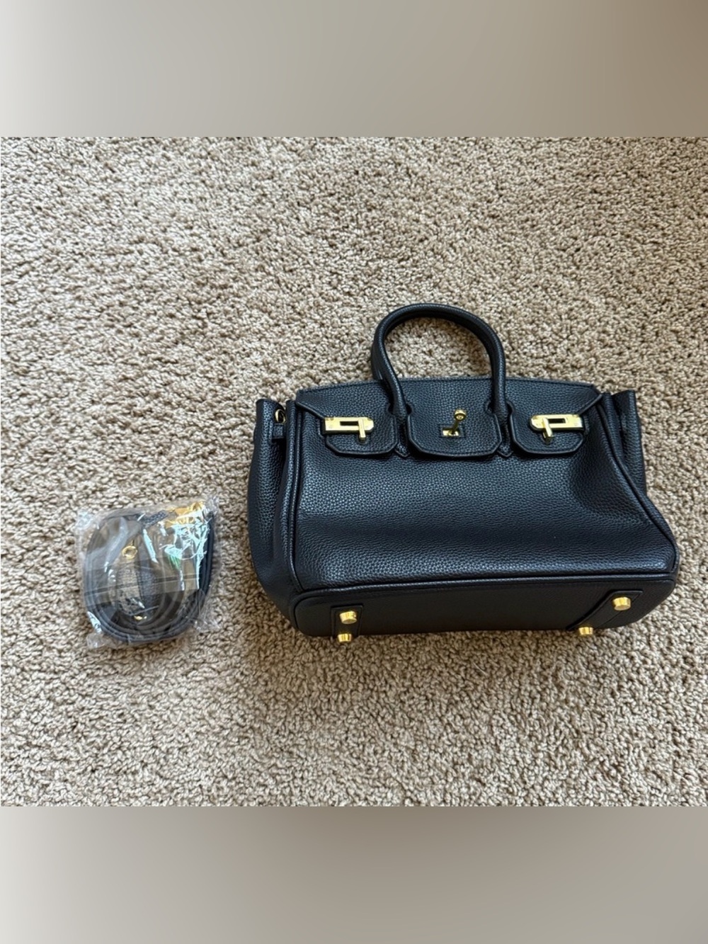 Black Pebbled Leather Satchel - Brand